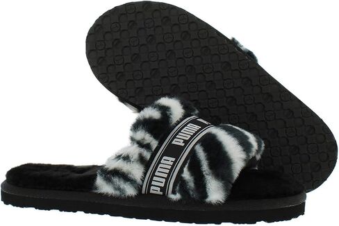 PUMA Women's Fluff Wild Slides, Black White, 7 Medium US in Saudi Arabia