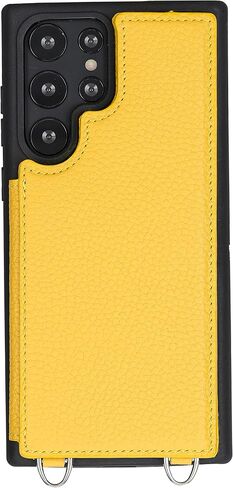 Bayelon Leather Crossbody Phone Case Compatible with Samsung Galaxy S22 Ultra, Full Grain Leather Card Holder Case with Leather Shoulder Strap (Floater Black) in Saudi Arabia
