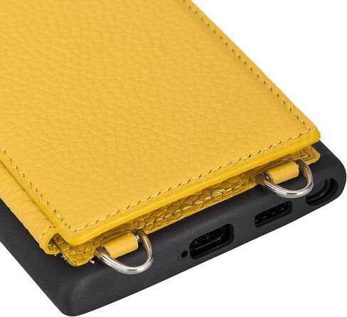 Bayelon Leather Crossbody Phone Case Compatible with Samsung Galaxy S22 Ultra, Full Grain Leather Card Holder Case with Leather Shoulder Strap (Floater Black) in Saudi Arabia