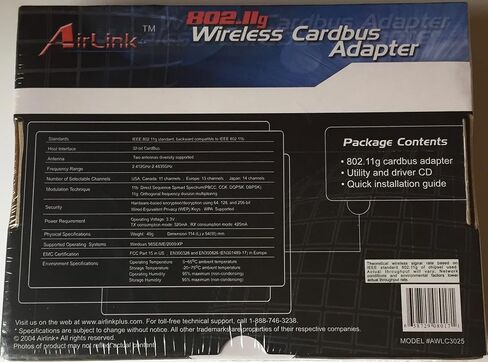Airlink Networking Solutions 101 802.11g محول Cardbus اللاسلكي AWLC3025 in Kuwait