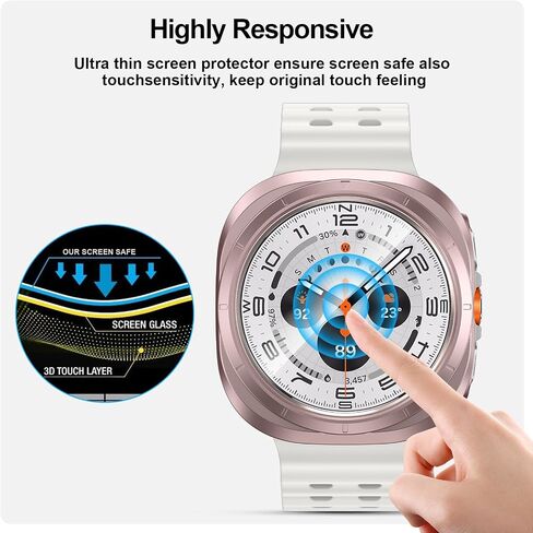 BHARVEST [5+5 Pack] Galaxy Watch 7 40mm Screen Protector, Waterproof Case Protective Cover+Tempered Glass Screen Protector Ultra-Thin Hard PC Guard Bumper For Samsung Galaxy Watch 7 40mm Women in Saudi Arabia