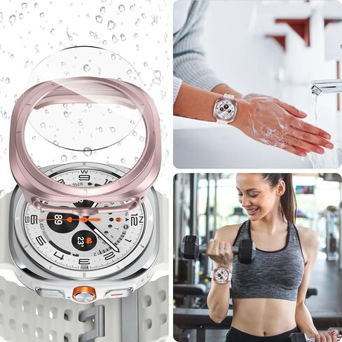 BHARVEST [5+5 Pack] Galaxy Watch 7 40mm Screen Protector, Waterproof Case Protective Cover+Tempered Glass Screen Protector Ultra-Thin Hard PC Guard Bumper For Samsung Galaxy Watch 7 40mm Women in Saudi Arabia