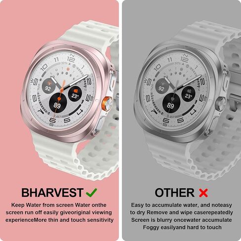 BHARVEST [5+5 Pack] Galaxy Watch 7 40mm Screen Protector, Waterproof Case Protective Cover+Tempered Glass Screen Protector Ultra-Thin Hard PC Guard Bumper For Samsung Galaxy Watch 7 40mm Women in Saudi Arabia