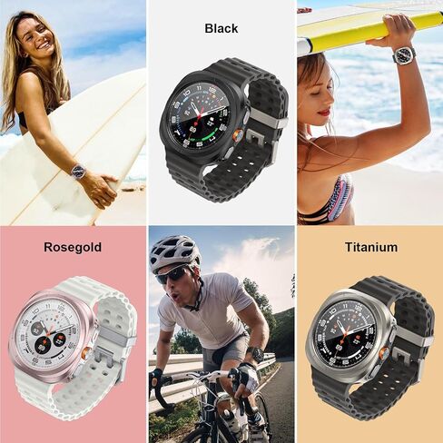 BHARVEST [5+5 Pack] Galaxy Watch 7 40mm Screen Protector, Waterproof Case Protective Cover+Tempered Glass Screen Protector Ultra-Thin Hard PC Guard Bumper For Samsung Galaxy Watch 7 40mm Women in Saudi Arabia