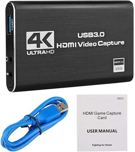 Video Capture Card,USB A or C 3.0 Capture Card,HDMI (Input 4K 60Hz) to USB Audio Video Recording (1080P 60Hz, 2K 30Hz) for Teaching,Broadcasting,Gaming,Streaming,Video Conference (SS-VCC1-2Ka) in Kuwait