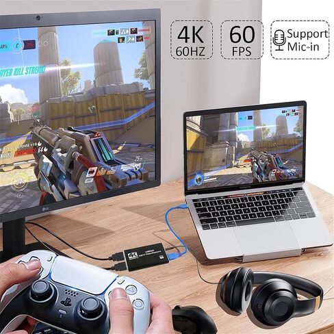 Video Capture Card,USB A or C 3.0 Capture Card,HDMI (Input 4K 60Hz) to USB Audio Video Recording (1080P 60Hz, 2K 30Hz) for Teaching,Broadcasting,Gaming,Streaming,Video Conference (SS-VCC1-2Ka) in Kuwait