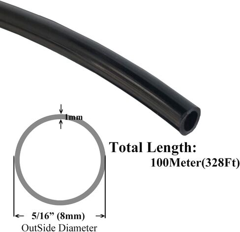 Beduan 1/4" OD 328FT Pneumatic Nylon Tube SAEJ844 Air Line Nylon Hose Tubing for Air Brake System or Fluid Transfer (Black) in Saudi Arabia