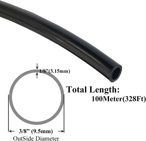 Beduan 1/4" OD 328FT Pneumatic Nylon Tube SAEJ844 Air Line Nylon Hose Tubing for Air Brake System or Fluid Transfer (Black) in Saudi Arabia