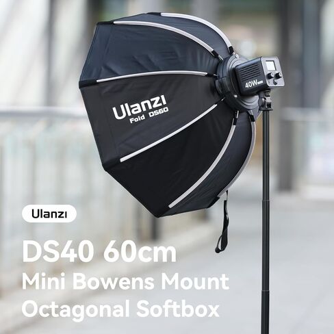 VIJIM 40CM Mini Bowens Mount Octagon Softbox Octagonal Speedlite, Studio Flash, Speedlight Umbrella Softbox with Carrying Bag, Lightweight Compatible with Ulanzi 40W/40W Pro/60W Video Light in Saudi Arabia