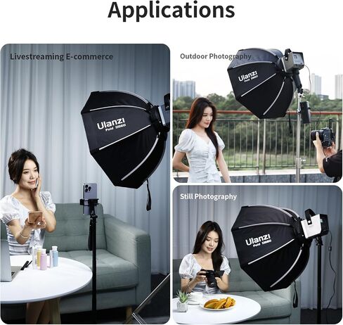 VIJIM 40CM Mini Bowens Mount Octagon Softbox Octagonal Speedlite, Studio Flash, Speedlight Umbrella Softbox with Carrying Bag, Lightweight Compatible with Ulanzi 40W/40W Pro/60W Video Light in Saudi Arabia