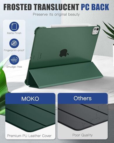 حافظة MoKo لجهاز iPad Pro 13 بوصة M4 2024 (الجيل السابع)، حافظة رفيعة للغاية مع غطاء خلفي شفاف من البولي كربونات لجهاز iPad Pro 2024 موديل (A2925/ A2926/A3007)، تدعم Apple Pencil Pro، أسود in Saudi Arabia