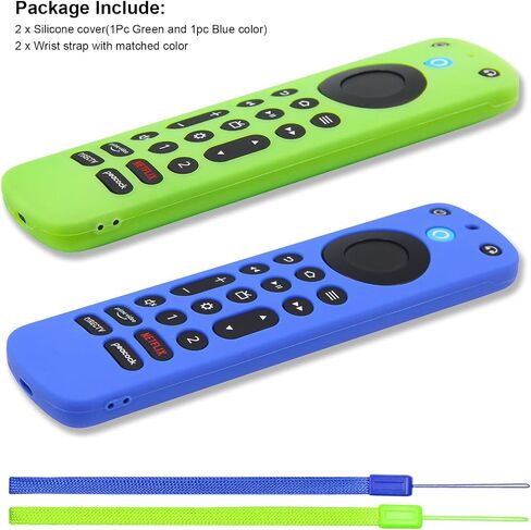 Pinowu Remote Cover Case (2pcs, Glow in The Dark) Compatible with Firetv Voice Remote Pro (2022 Released), Anti Slip Shockproof Silicone Sleeve with Wrist Strap (Green & Sky Blue) in Kuwait
