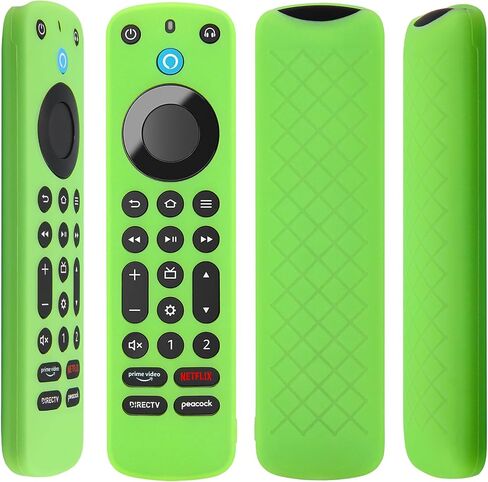 Pinowu Remote Cover Case (2pcs, Glow in The Dark) Compatible with Firetv Voice Remote Pro (2022 Released), Anti Slip Shockproof Silicone Sleeve with Wrist Strap (Green & Sky Blue) in Kuwait