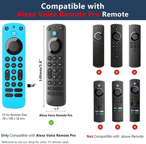 Pinowu Remote Cover Case (2pcs, Glow in The Dark) Compatible with Firetv Voice Remote Pro (2022 Released), Anti Slip Shockproof Silicone Sleeve with Wrist Strap (Green & Sky Blue) in Kuwait