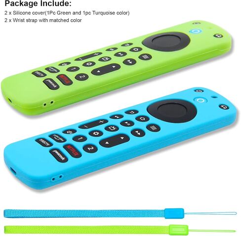 Pinowu Remote Cover Case (2pcs, Glow in The Dark) Compatible with Firetv Voice Remote Pro (2022 Released), Anti Slip Shockproof Silicone Sleeve with Wrist Strap (Green & Sky Blue) in Kuwait