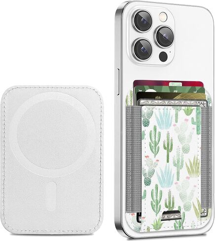 for Magsafe Wallet, Magnetic Card Wallet Holder with Mag Safe Design Card Slots for iPhone 16/15/14/13/12 Series, Strong Magnet Leather Wallet, Ultra Slim, Fit 6 Cards, Floral Flower in Saudi Arabia
