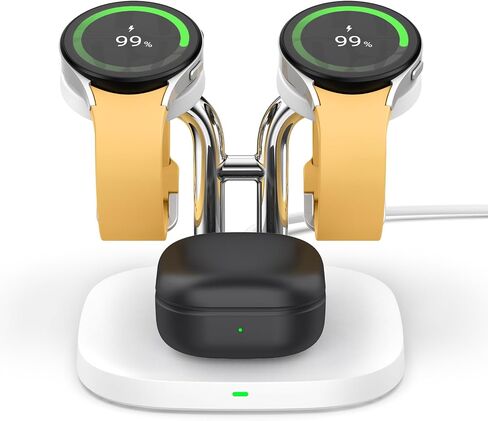 Dual Watch Charger Compatible with Samsung Watch, SwanScout 704S, 3 in 1 Wireless Charging Station for Galaxy Watch 6/6 Classic/5 Pro/5/4/3/Active 2, Galaxy Buds2 Pro, Double Watch Charger in Kuwait