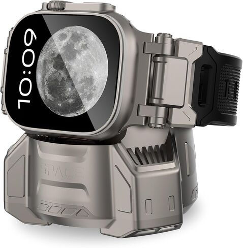 KADES Space Capsule Design Charger Stand Compatible with Apple Watch Ultra 2/Ultra 49mm Series 9/8/7/6/5/4/SE/3/2/1 45mm/44mm/42mm/41mm/40mm/38mm, Durable Silicone Charging Dock Holder (Black) in Saudi Arabia