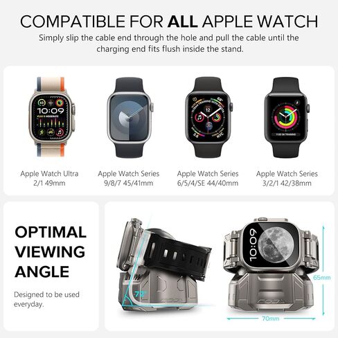 KADES Space Capsule Design Charger Stand Compatible with Apple Watch Ultra 2/Ultra 49mm Series 9/8/7/6/5/4/SE/3/2/1 45mm/44mm/42mm/41mm/40mm/38mm, Durable Silicone Charging Dock Holder (Black) in Saudi Arabia