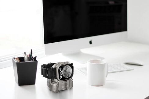 KADES Space Capsule Design Charger Stand Compatible with Apple Watch Ultra 2/Ultra 49mm Series 9/8/7/6/5/4/SE/3/2/1 45mm/44mm/42mm/41mm/40mm/38mm, Durable Silicone Charging Dock Holder (Black) in Saudi Arabia