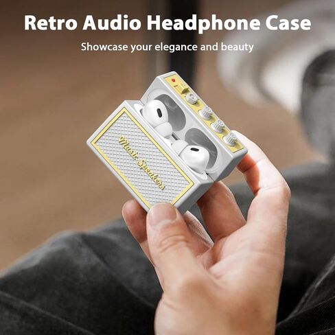 غطاء حماية من الجيل الثاني لسماعات AirPods Pro مع مجموعة أدوات تنظيف، جراب Airpod pro بتصميم جيتار وصوت قديم، غطاء واقٍ من السيليكون الناعم لحافظة AirPods Pro 2 مع حبل (2023/2022) أسود in Kuwait