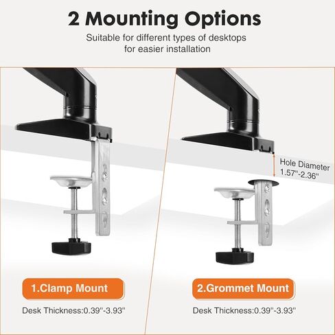 DUMOS Single Monitor Mount for Ultra Wide 15 to 27 Inch Screen, Fully Adjustable Gas Spring Monitor Arm Desk Stand with Clamp and Grommet Base, Fits 4.4 to 15.4 LBS Vesa 75 100 in Saudi Arabia