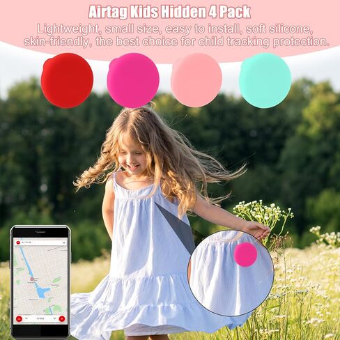4pcs Hidden Kids Holder, Silicone Case with Safety Pins Compatible with Apple Air Tag GPS Tracker Clip for Kids Adult Inside Clothes(Black, White, Green, Light Blue) in Saudi Arabia