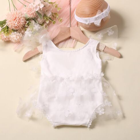 Newborn Photography Outfits Girl Newborn Photography Props Lace Romper with Headband Newborn Infant Photo Shoot Outfits Girls Photo Props Newborn Girl Photoshoot Outfits in Kuwait