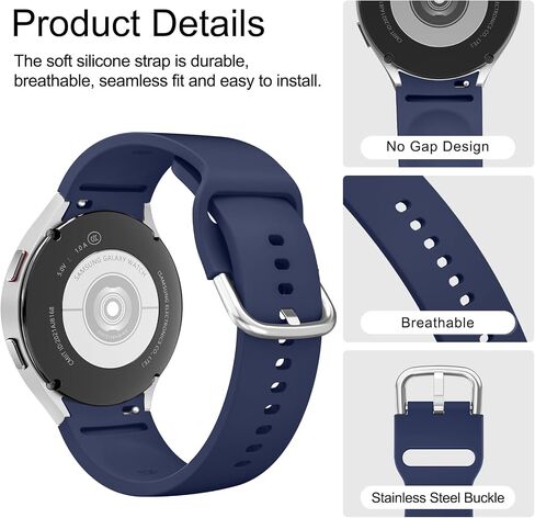 AK for Samsung Galaxy Watch 6 Band 40mm 44mm / Galaxy Watch 6 Classic Bands 43mm 47mm, 20mm Soft Silicone No Gap Sport Band Adjustable Replacement Strap for Galaxy Watch 6 Band Women Men in Saudi Arabia