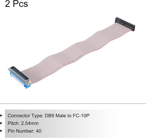 MECCANIXITY 2Pcs 16Pin Flat Ribbon Cable Grey DB15 Male to FC-16P 2.54mm Pitch 30cm Length DB Serial Port Cable for Computer, LED Display, DVD with 4 Screws in Kuwait
