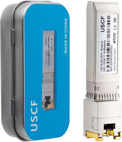 Uscf 10GBase-T SFP+ Transceiver, 10G SFP+ to RJ45 Copper Module, CAT.6a/7, up to 30 Meters, for Cisco SFP-10G-T-S, Ubiquiti uacc-cm-rj45-mg, D-Link, Supermicro, Netgear, MikroTik S+RJ10 and More in Saudi Arabia