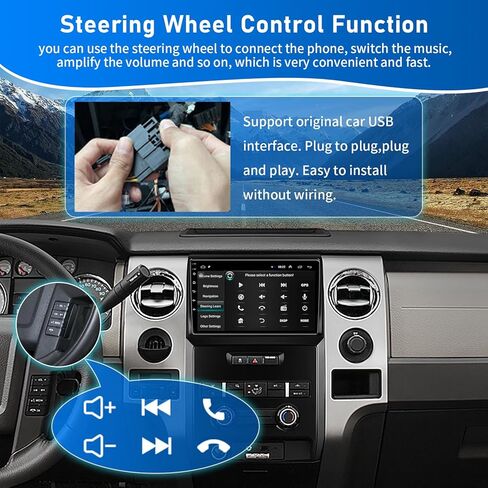 راديو ترقية ستيريو للسيارة Android 13 لسيارة Ford F150 F-150 2009 2010 2011 2012، 4G RAM 32G ROM ملاحة بديلة لاسلكية carplay Android Auto Support Backup Camera GPS FM/RDS WiFi in Kuwait