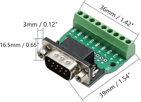 Fielect D-sub DB9 Breakout Board Connector 9 Pin 2 Row Female RS232 Serial Port Solderless Terminal Block Adapter 1PCS in Kuwait