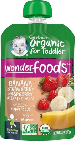 Gerber Organic Baby Food WonderFoods Banana Strawberry Beet & Oatmeal, 3.5 Oz Pouch in Saudi Arabia