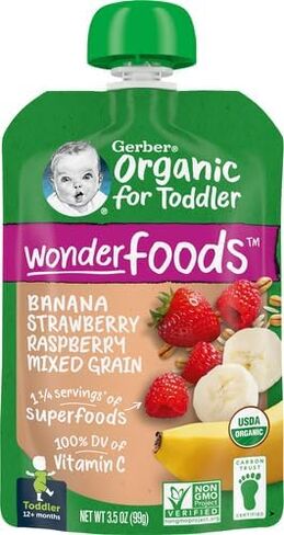 Gerber Organic Baby Food WonderFoods Banana Strawberry Beet & Oatmeal, 3.5 Oz Pouch in Saudi Arabia
