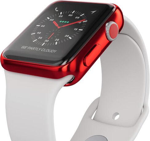 حافظة ممتصة للصدمات متوافقة مع Apple Watch Series 3/2 / 1 - [38 ملم] | واقي شاشة بغطاء كامل ناعم، رفيع/خفيف الوزن، جراب ممتص للصدمات | أحمر in Kuwait