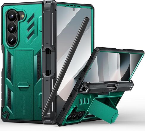 FNTCASE for Samsung Galaxy Z-Fold-6 Case: Military Grade 360 Full-Body Protective S-Pen Holder Hinge Protection Heavy Duty Shockproof Phone Cover with Kickstand for Galaxy ZFold 6 5G 2024(Black) in Saudi Arabia