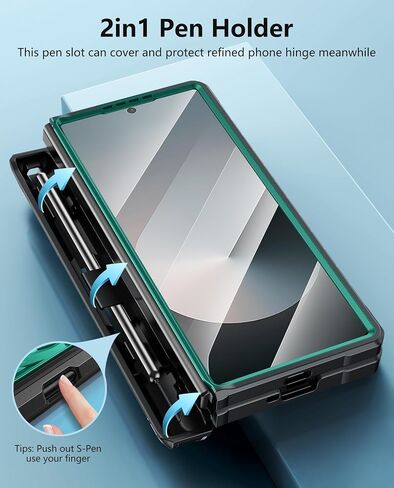 FNTCASE for Samsung Galaxy Z-Fold-6 Case: Military Grade 360 Full-Body Protective S-Pen Holder Hinge Protection Heavy Duty Shockproof Phone Cover with Kickstand for Galaxy ZFold 6 5G 2024(Black) in Saudi Arabia