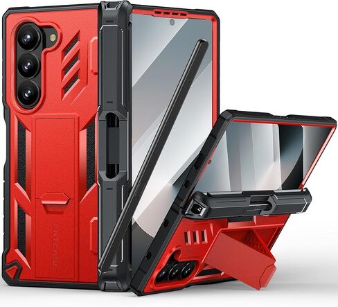 FNTCASE for Samsung Galaxy Z-Fold-6 Case: Military Grade 360 Full-Body Protective S-Pen Holder Hinge Protection Heavy Duty Shockproof Phone Cover with Kickstand for Galaxy ZFold 6 5G 2024(Black) in Saudi Arabia