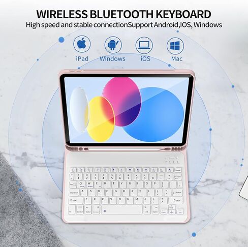 KENKE iPad 10th Generation Keyboard Case with Pencil Holder, Magnetically Bluetooth Wireless Detachable Folio Keyboard Cover for New iPad 10th Gen 10.9 Inch 2022 Model A2757/A2777/A2696 Purple in Kuwait