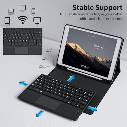 Touchpad Keyboard Case for iPad 9th/8th/7th Gen (2021/2020/2019), Detachable Wireless Bluetooth Keyboard Case with Pencil Holder, Multi-Touch Trackpad Keyboard Case for iPad 10.2 inch, Gray in Saudi Arabia