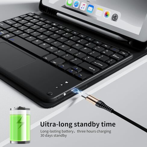 Touchpad Keyboard Case for iPad 9th/8th/7th Gen (2021/2020/2019), Detachable Wireless Bluetooth Keyboard Case with Pencil Holder, Multi-Touch Trackpad Keyboard Case for iPad 10.2 inch, Gray in Saudi Arabia