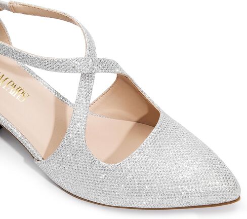 DREAM PAIRS Women's Chunky Heels Dress Pumps Closed Pointed Toe Comfort Cross Strap Block Heel Shoes for Party Dance Wedding in Saudi Arabia