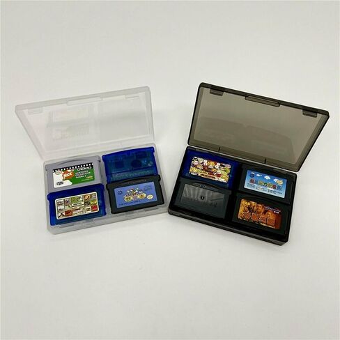 For GBA Game Case, 4 in 1 Game card case box holder for GameBoy GBA GBASP Clear Protective Game Cartridge Case Storage Box (Transparent black) in Saudi Arabia
