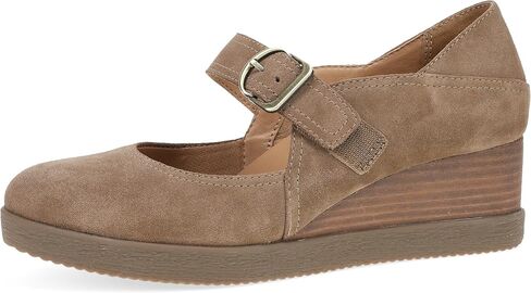 Dansko Sandy Wedge Mary Jane for Women - Durable Waterproof Leathers and Leather-Stacked Heel - Adjustable Hook & Loop Strap with Buckle Detail in Saudi Arabia