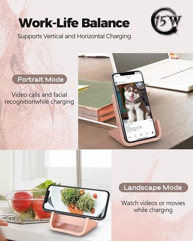 YW YUWISS Wireless Charger, 15W Max Wireless Charging Stand Cordless Charger Compatible with iPhone 14 13 12/12 /11Pro Max/XR/XS Max/XS/X/8/8Plus Galaxy S22/S21/S9/S9+/S8/S8+ Note in Saudi Arabia