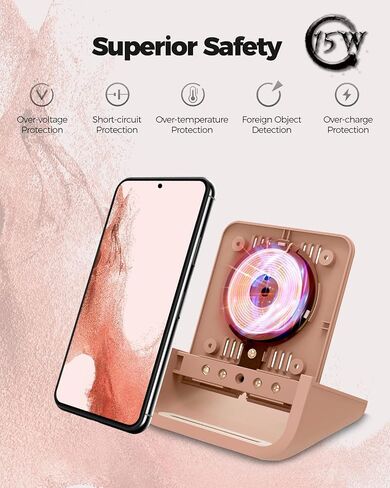 YW YUWISS Wireless Charger, 15W Max Wireless Charging Stand Cordless Charger Compatible with iPhone 14 13 12/12 /11Pro Max/XR/XS Max/XS/X/8/8Plus Galaxy S22/S21/S9/S9+/S8/S8+ Note in Saudi Arabia