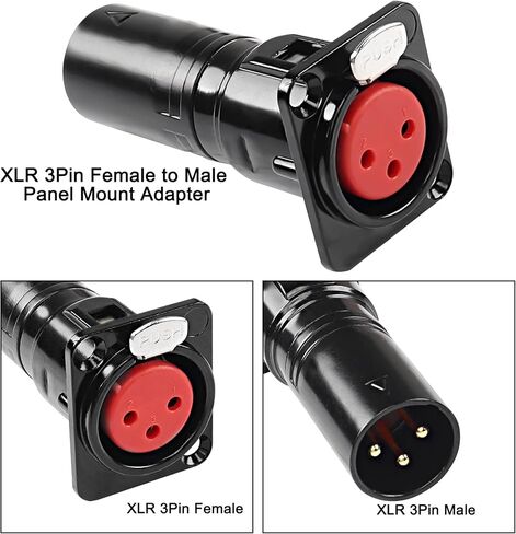 MEIRIYFA XLR 3 Pin Male to Female Pass Through Panel Mount Jack, Mic XLR 3PIN D Series Type Adapter Feed/Pass Thru Converter Compatible with Microphone, Mixer in Saudi Arabia