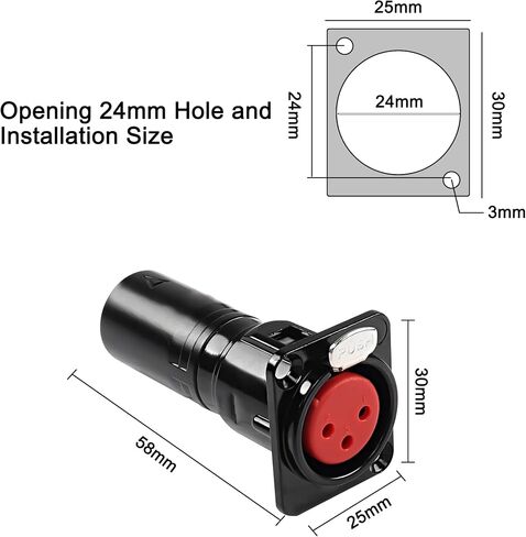 MEIRIYFA XLR 3 Pin Male to Female Pass Through Panel Mount Jack, Mic XLR 3PIN D Series Type Adapter Feed/Pass Thru Converter Compatible with Microphone, Mixer in Saudi Arabia