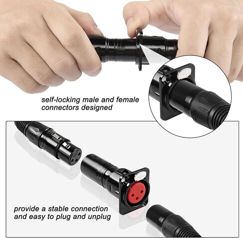 MEIRIYFA XLR 3 Pin Male to Female Pass Through Panel Mount Jack, Mic XLR 3PIN D Series Type Adapter Feed/Pass Thru Converter Compatible with Microphone, Mixer in Saudi Arabia